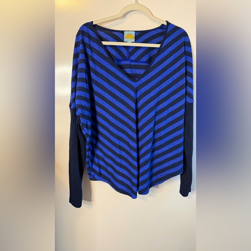C&C California Navy and Black Striped  Sweater, Made in USA